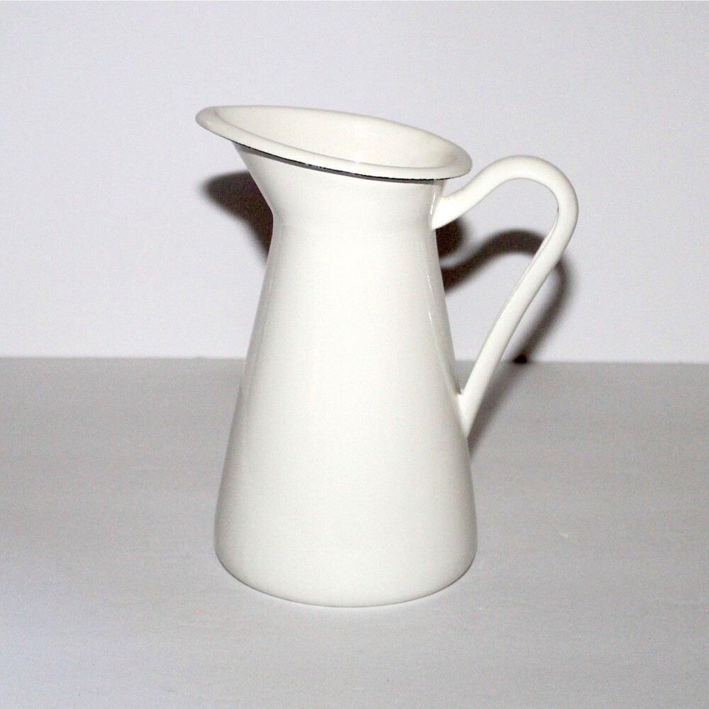 IKEA SOCKERART White Pitcher Vase metal enamel 6.5” farmhouse country